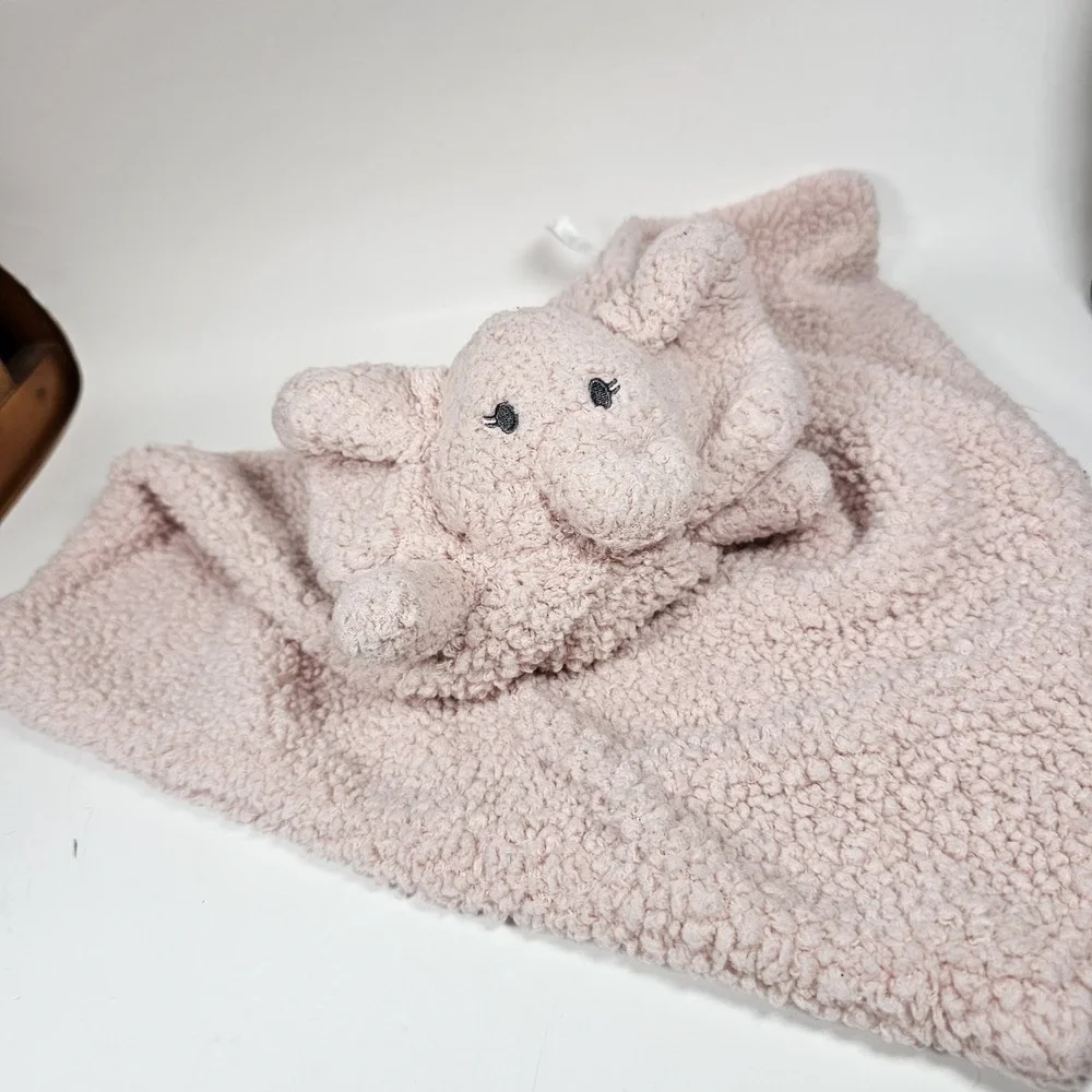 Modern Baby Pink Elephant Snuggle Blankie Lovey Plush Security Blanket